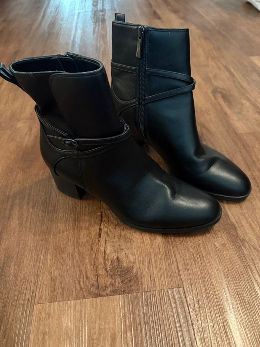 Anne Klein Black  Ankle Booties with Strap Detail